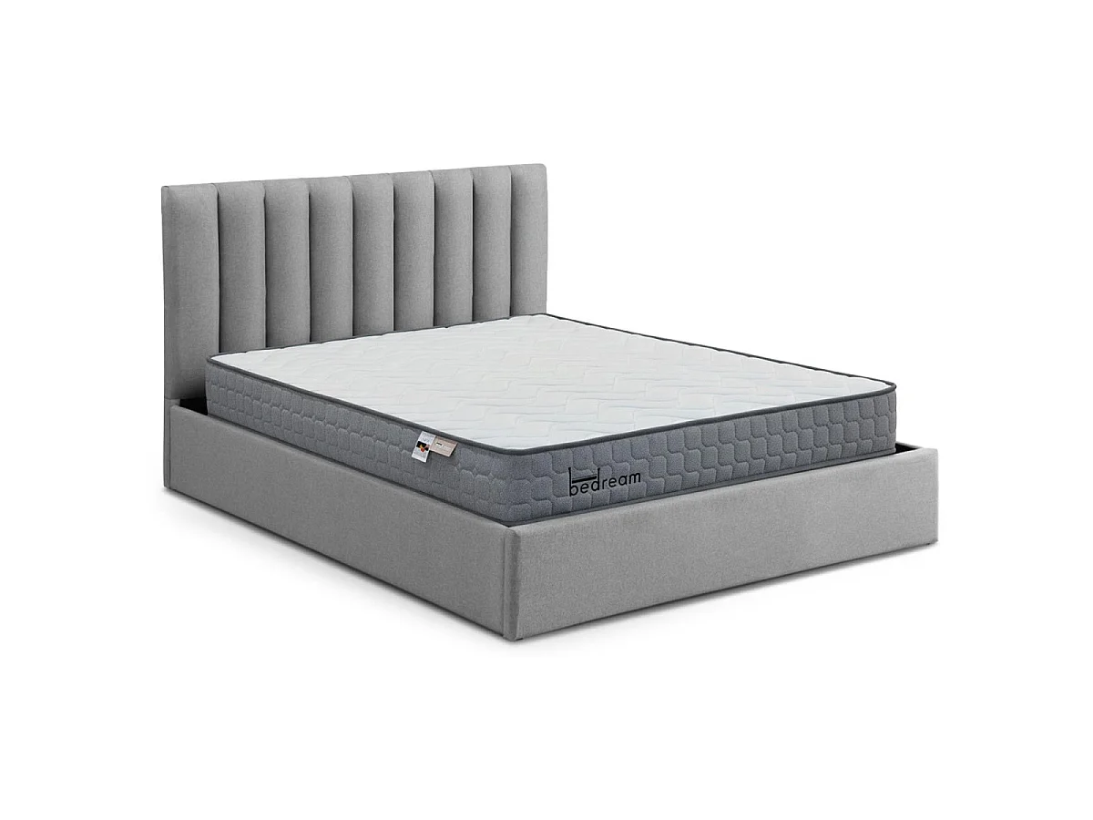 Pack Lit Coffre & Matelas "Dream & Goodream" 160x200cm Gris