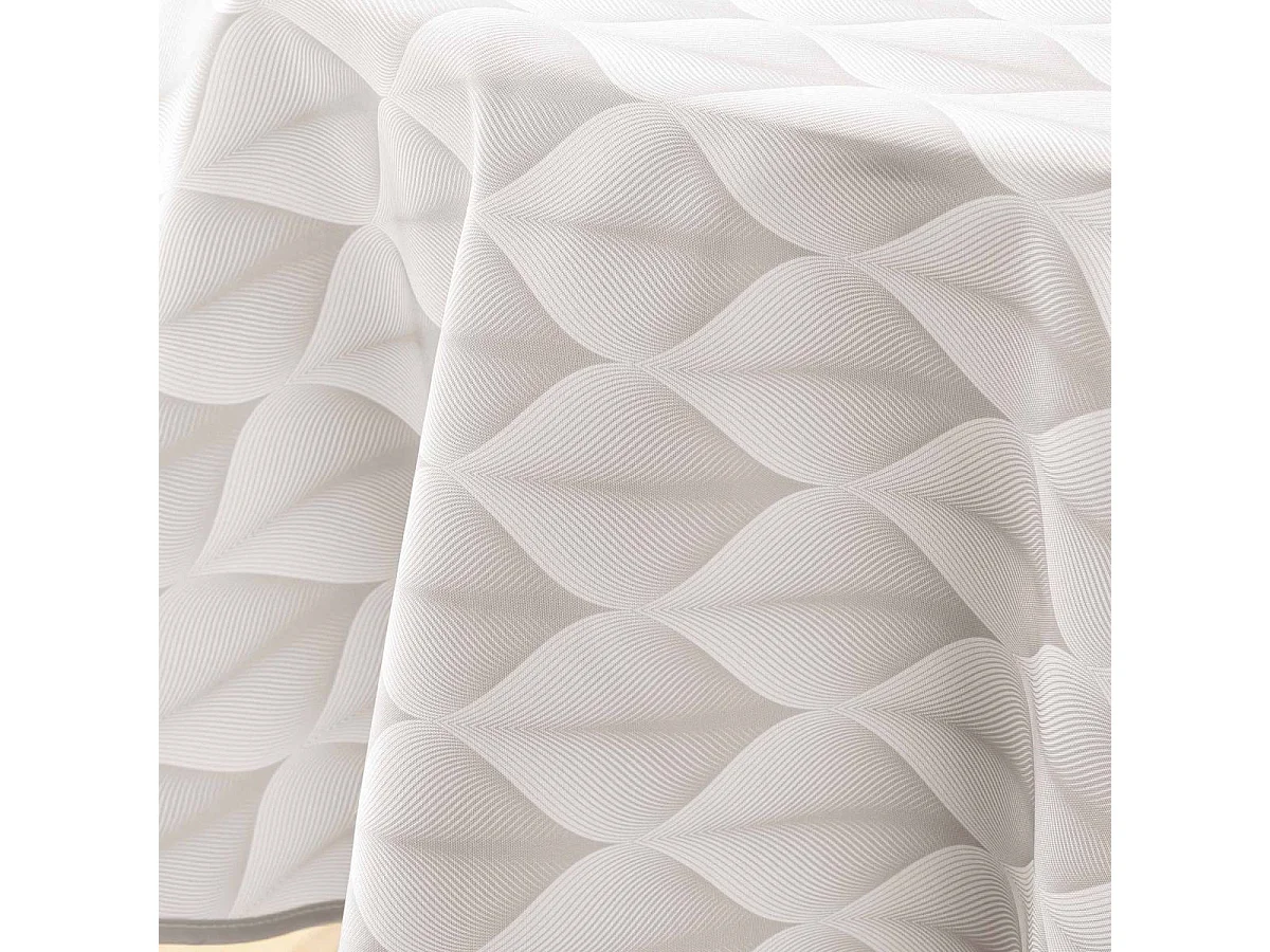 Nappe Ronde Antitache Imprimé "Kalini" 180cm Naturel