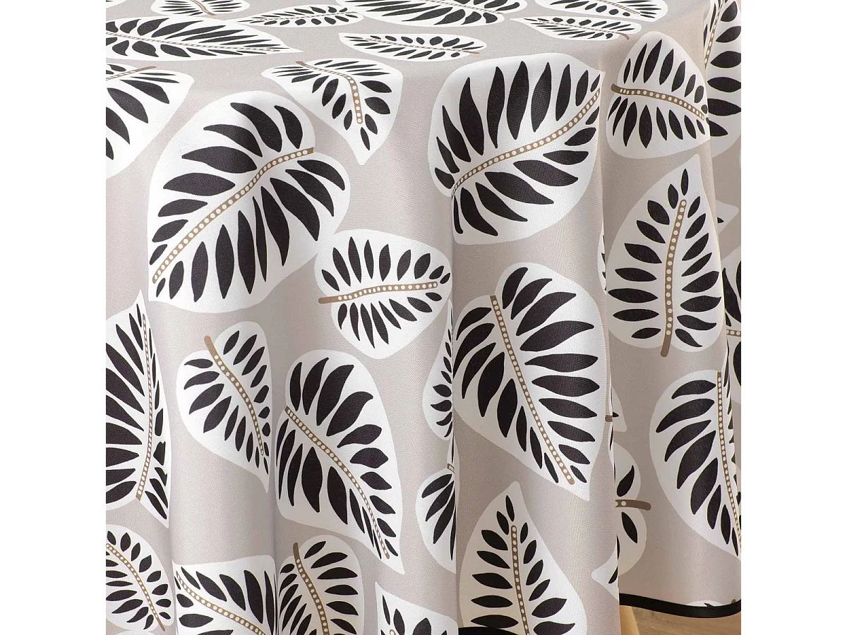Nappe Antitache Ronde Imprimé "Alma" 180cm Noir