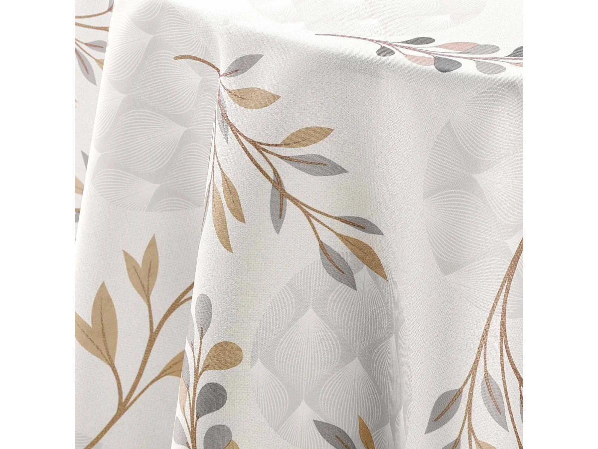 Nappe Ronde Antitache Imprimé "Manola" 180cm Naturel