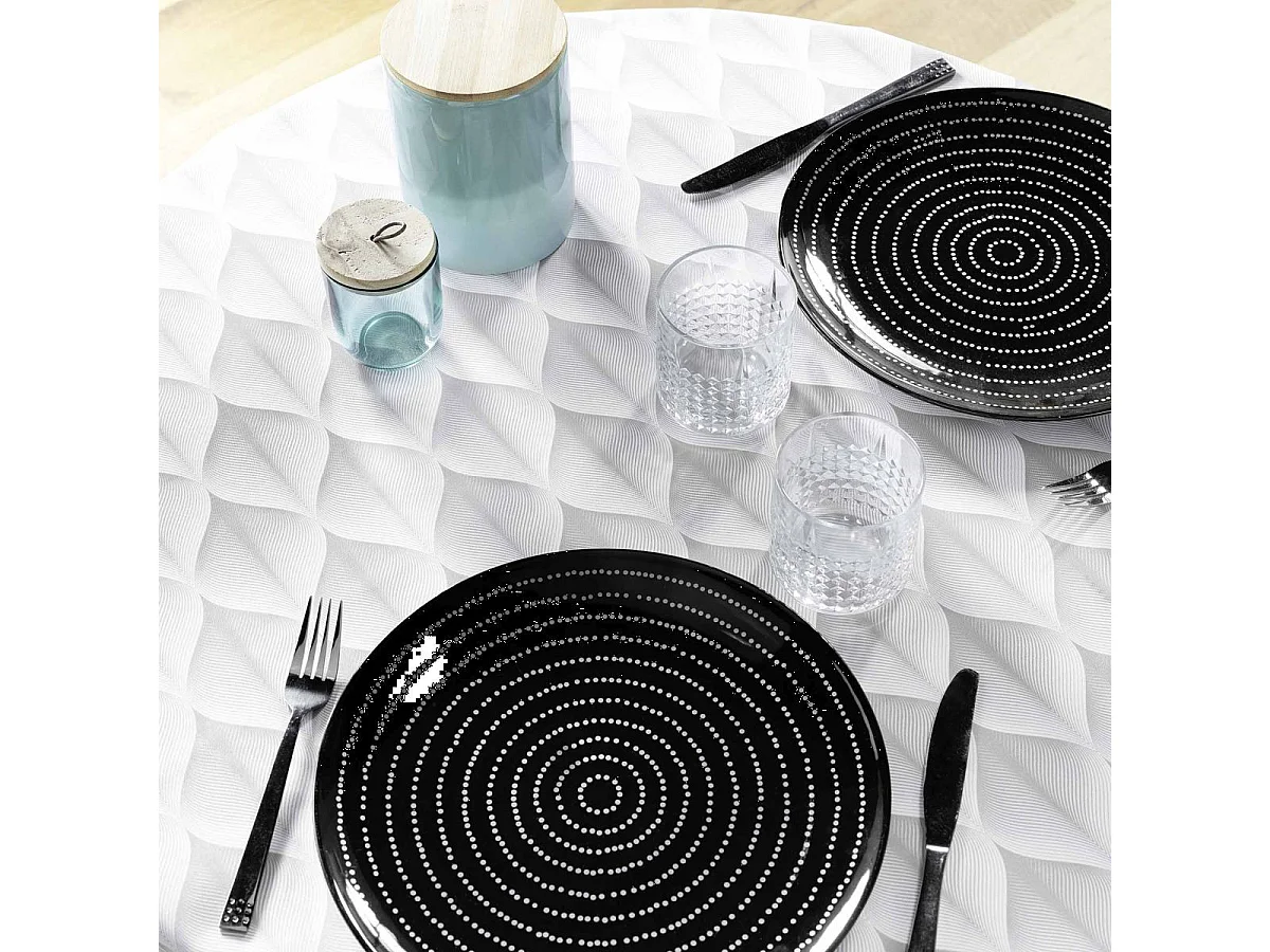 Nappe Ronde Antitache Imprimé "Kalini" 180cm Gris