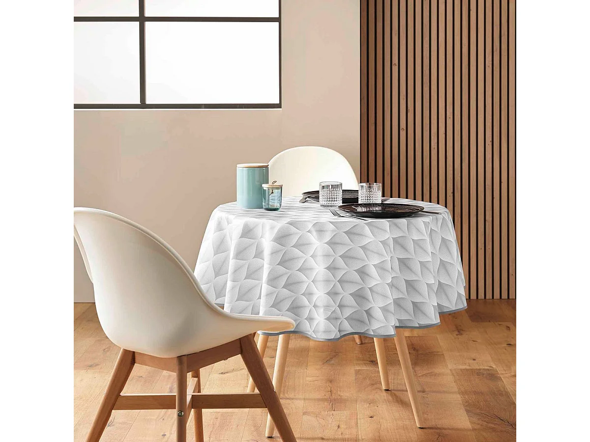 Nappe Ronde Antitache Imprimé "Kalini" 180cm Gris