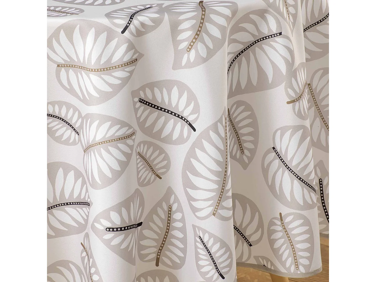 Nappe Antitache Ronde Imprimé "Alma" 180cm Naturel
