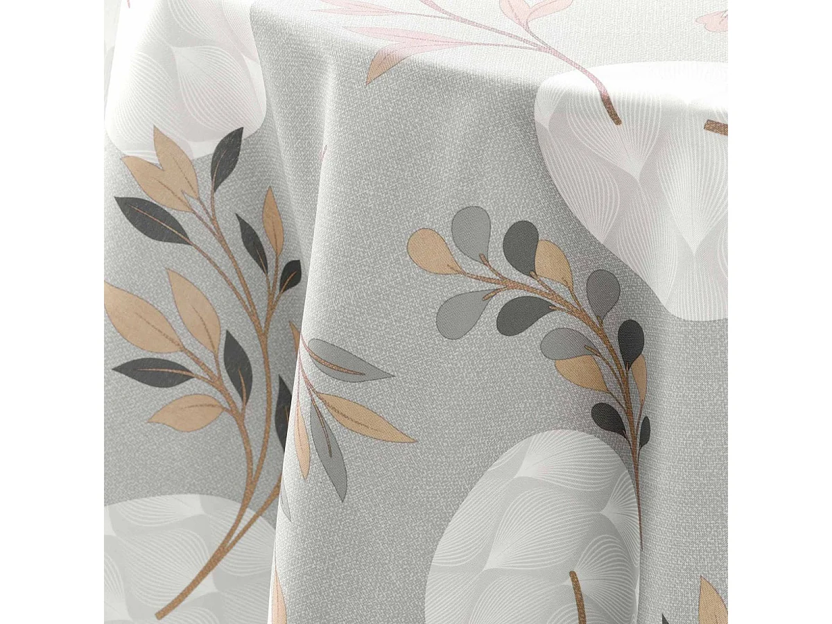 Nappe Ronde Antitache Imprimé "Manola" 180cm Gris
