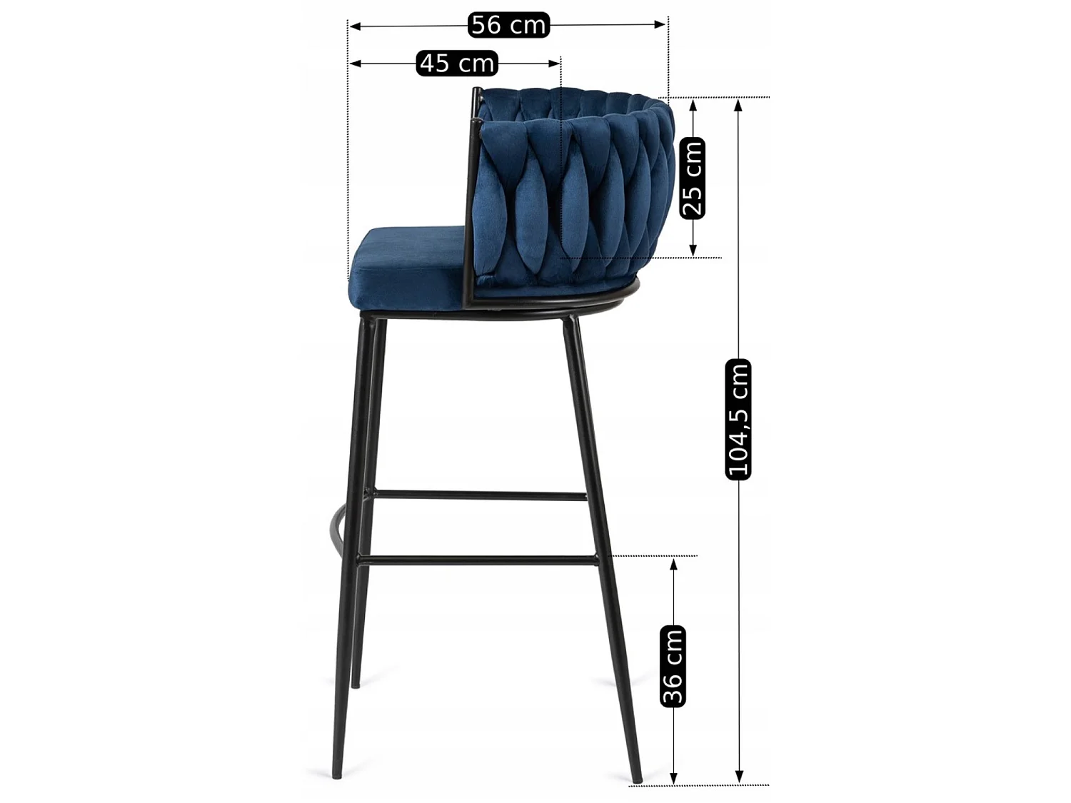 FLORES Stool Navy Blue Velour