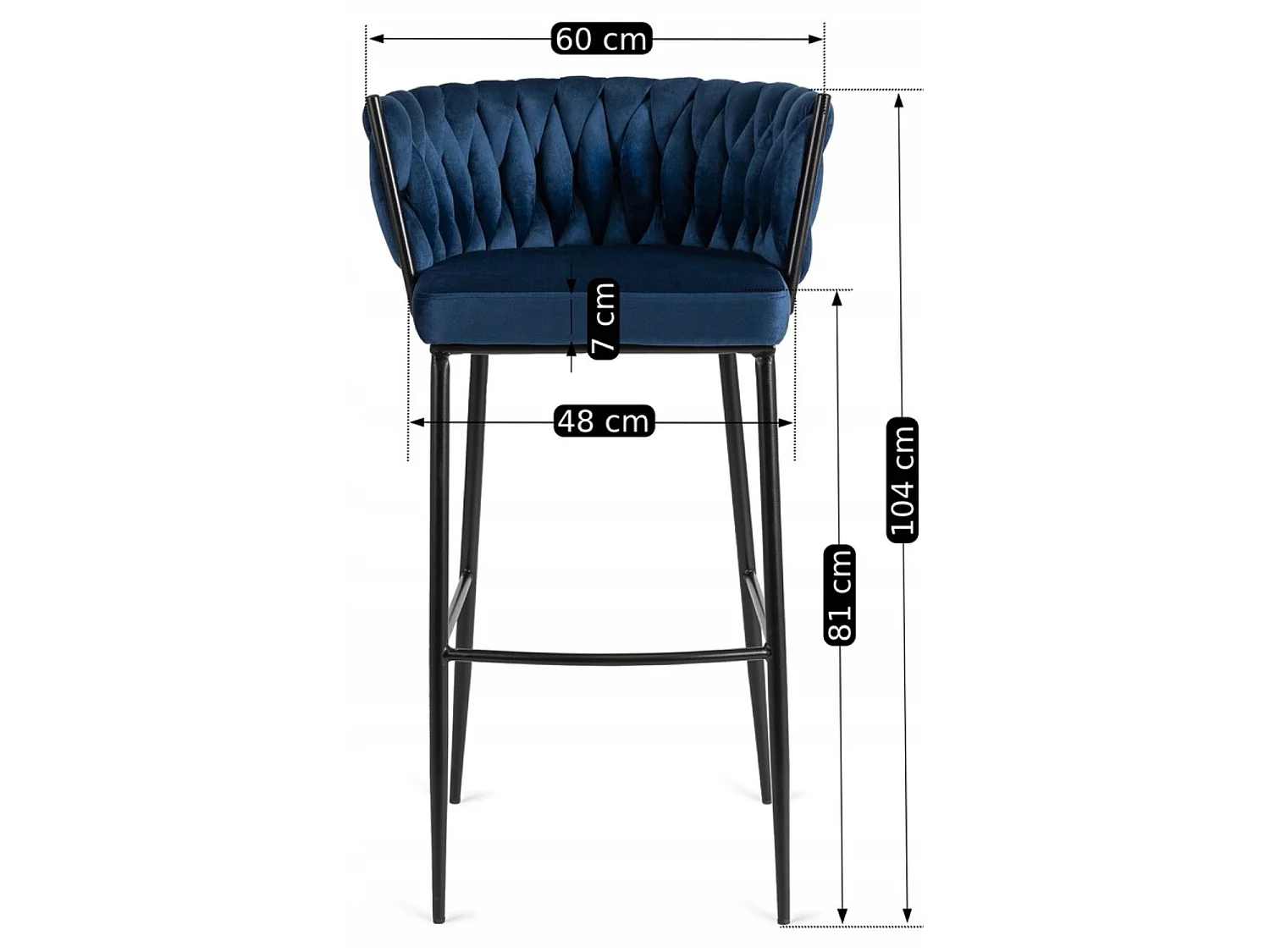 FLORES Stool Navy Blue Velour