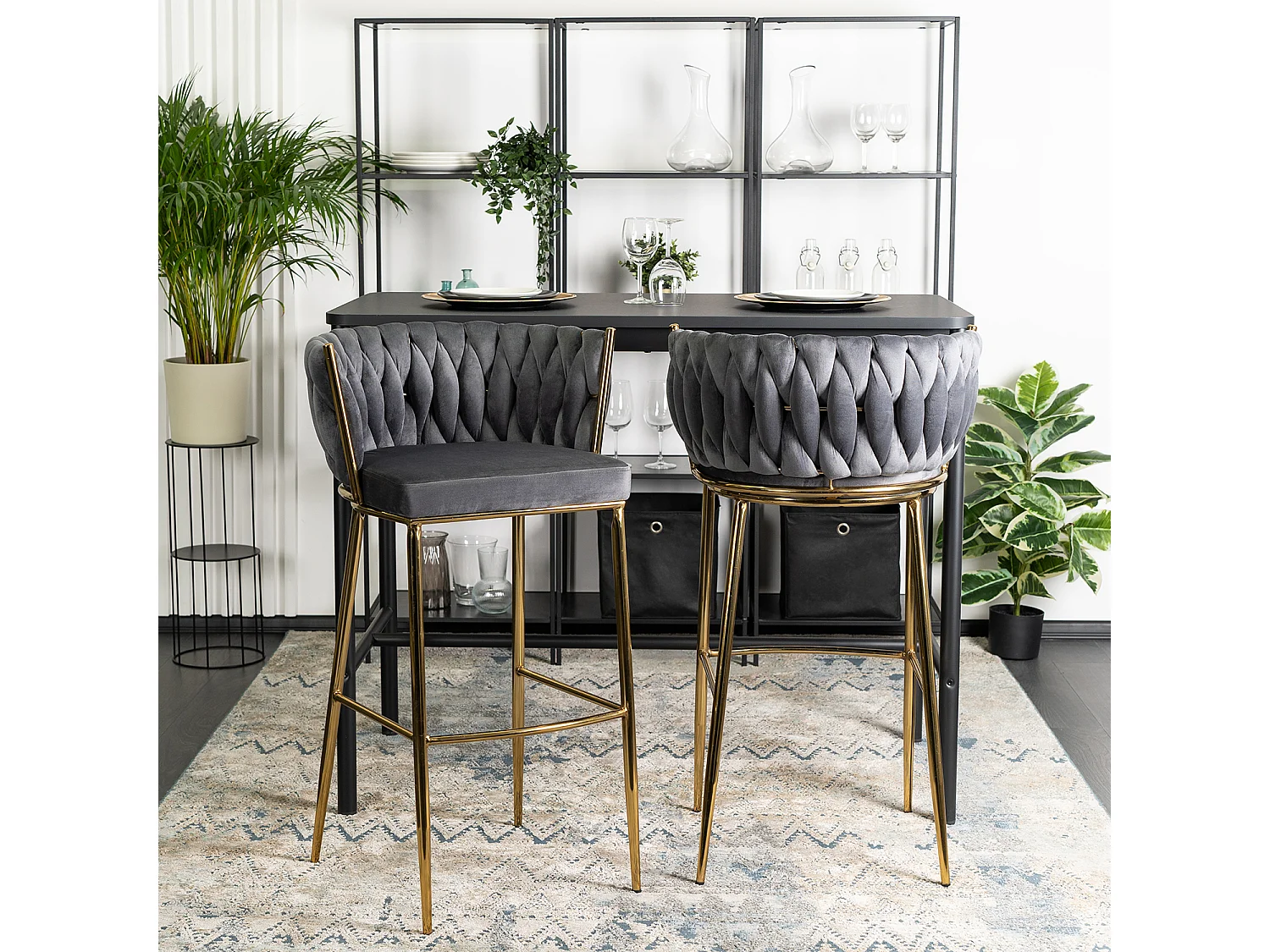 Stool FLORES 2 Grey Velour