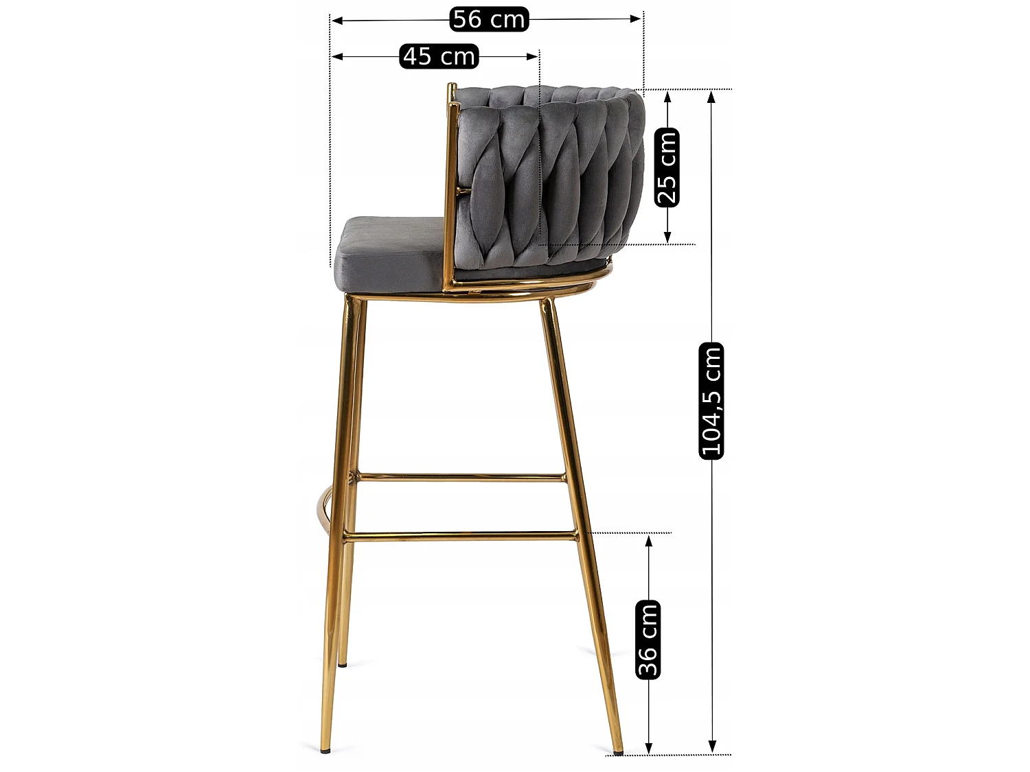 Stool FLORES 2 Grey Velour