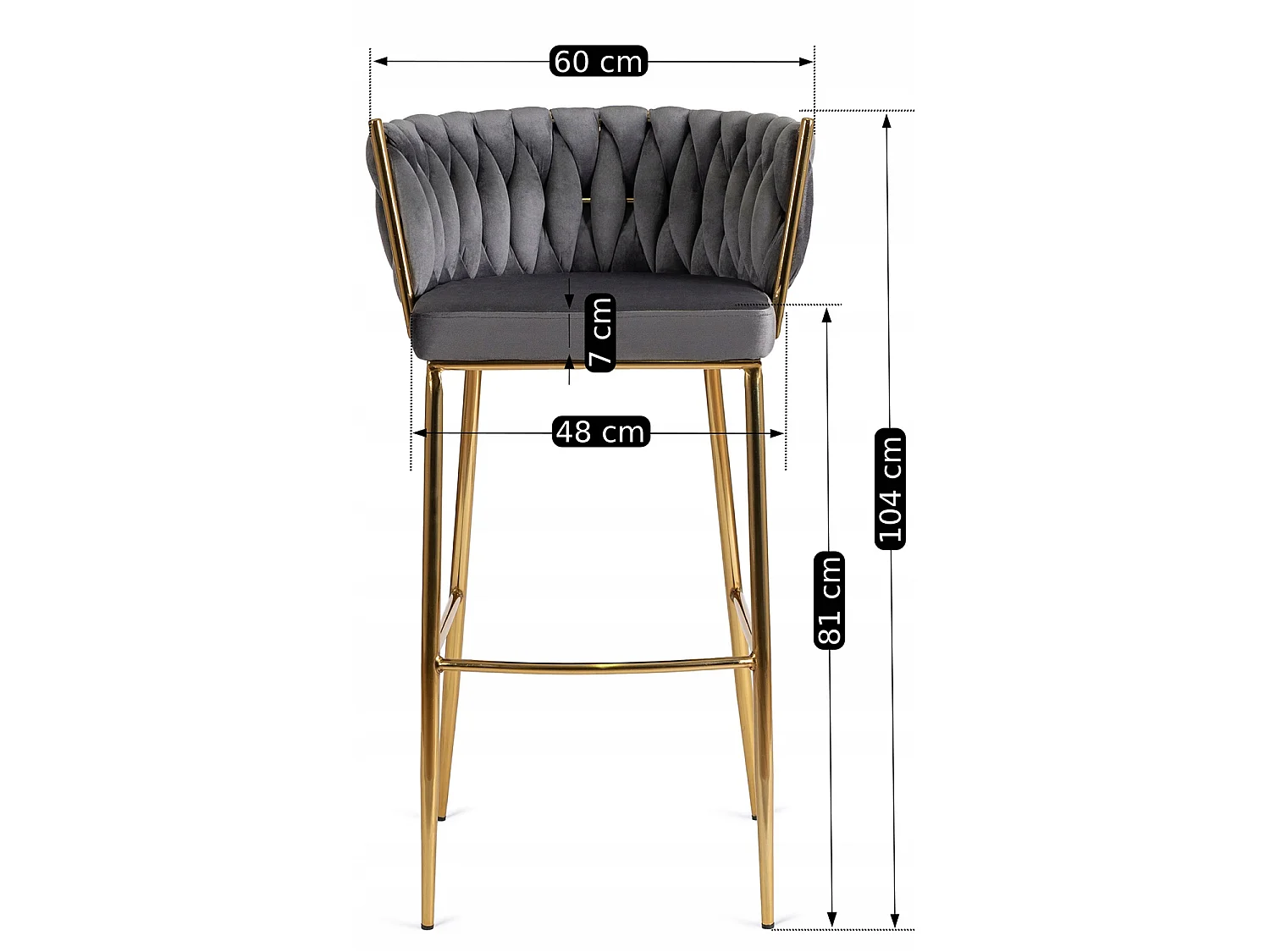 Stool FLORES 2 Grey Velour