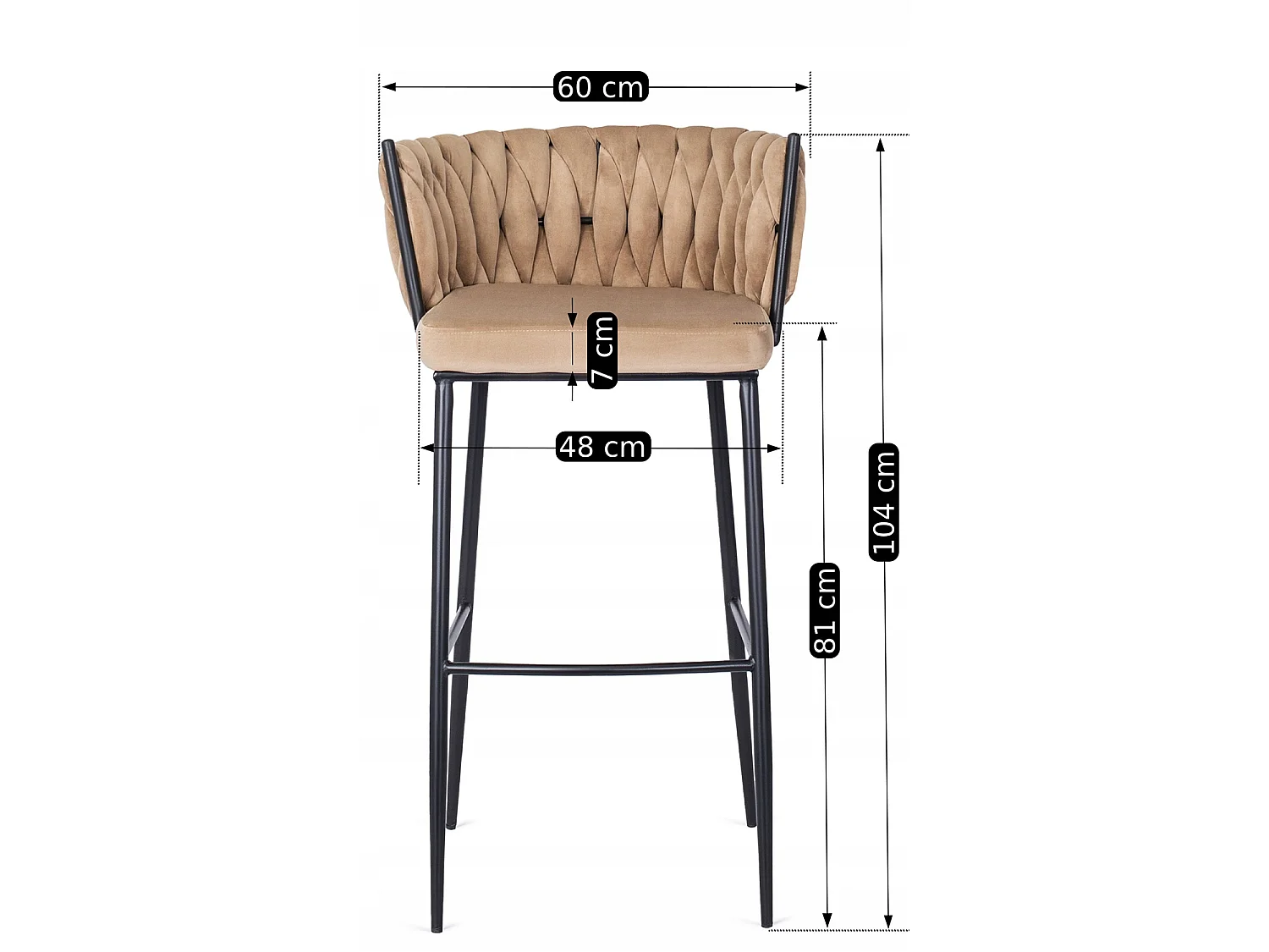 FLORES Beige Velour Bar Stool