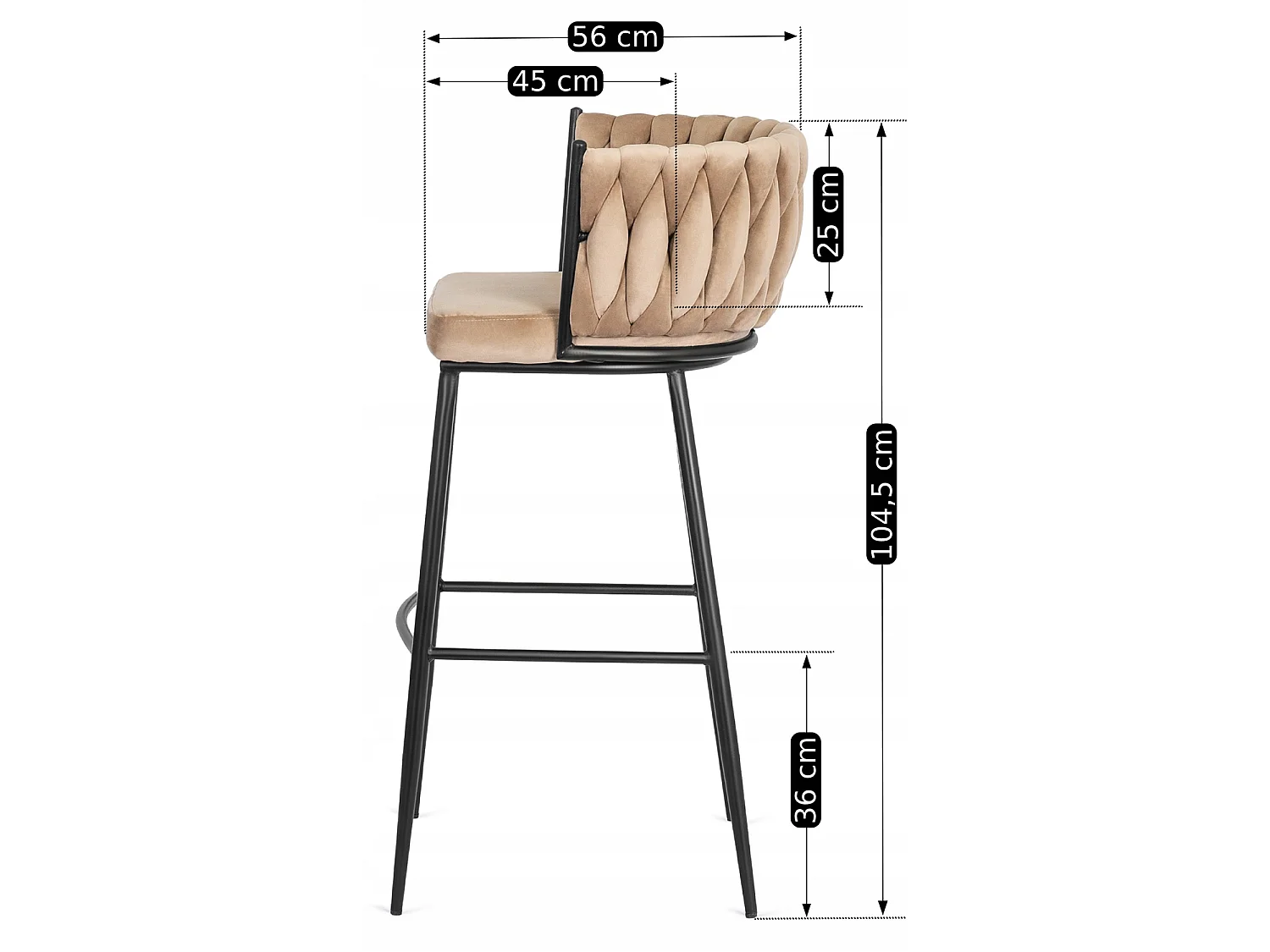FLORES Beige Velour Bar Stool