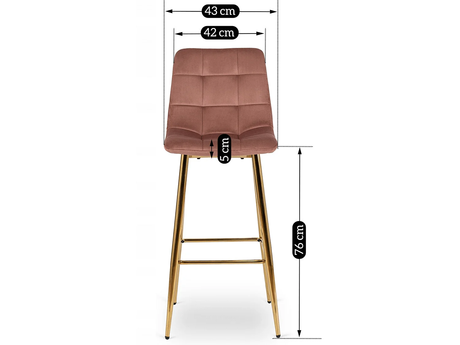 ARIEL Pink Velour Bar Stool