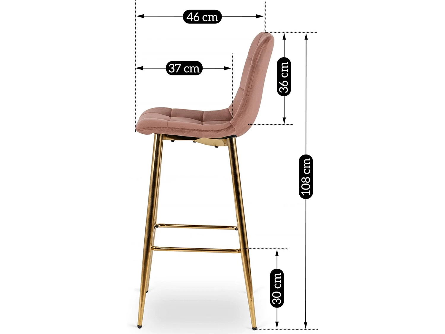 ARIEL Pink Velour Bar Stool