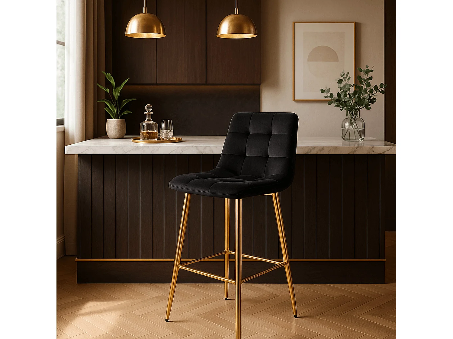 Bar stool ARIEL Black Velour