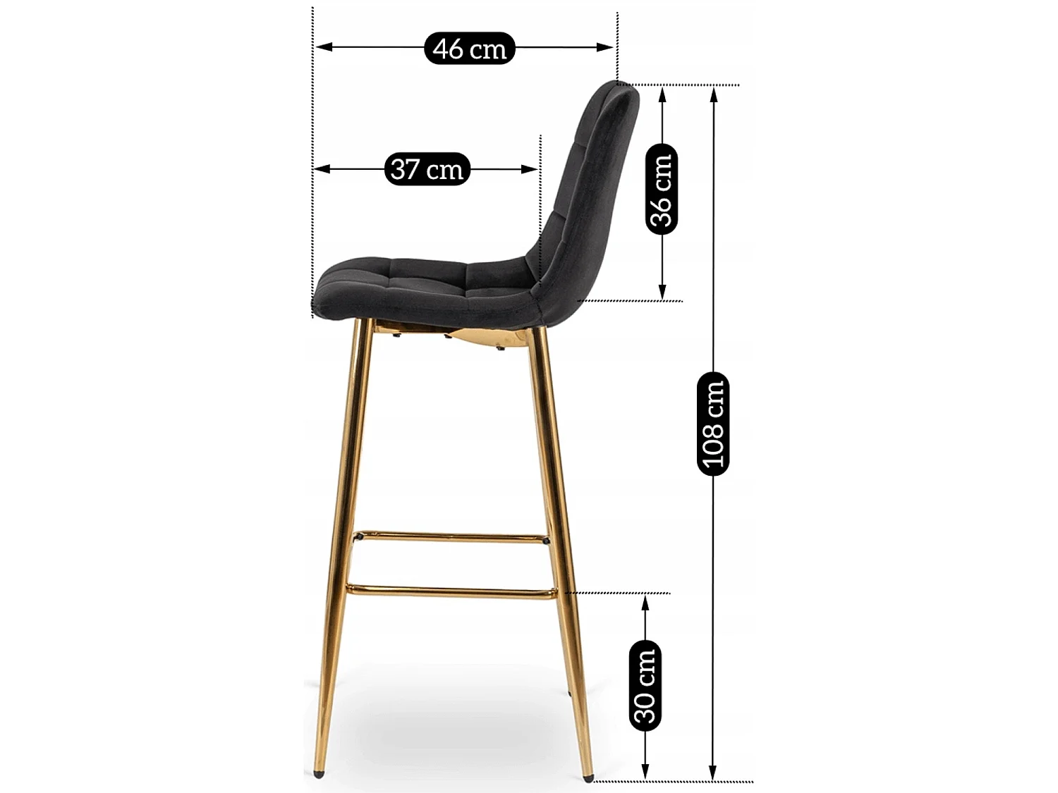 Bar stool ARIEL Black Velour
