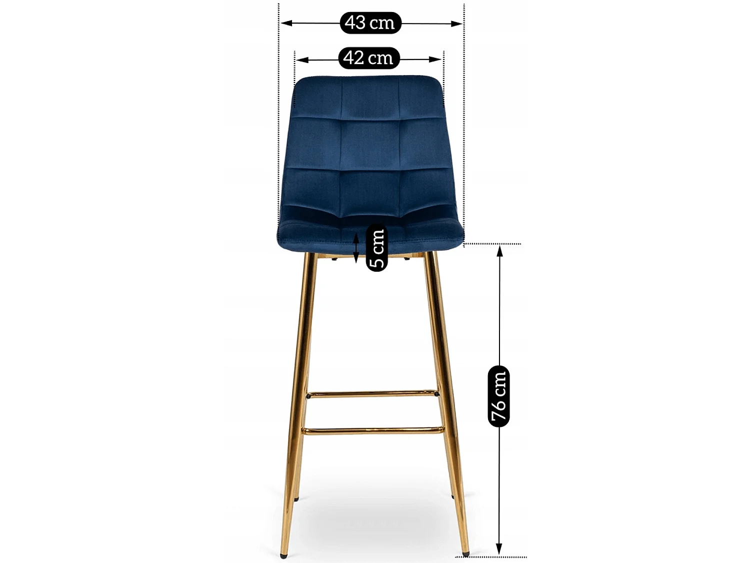 ARIEL Stool Navy Blue Velour