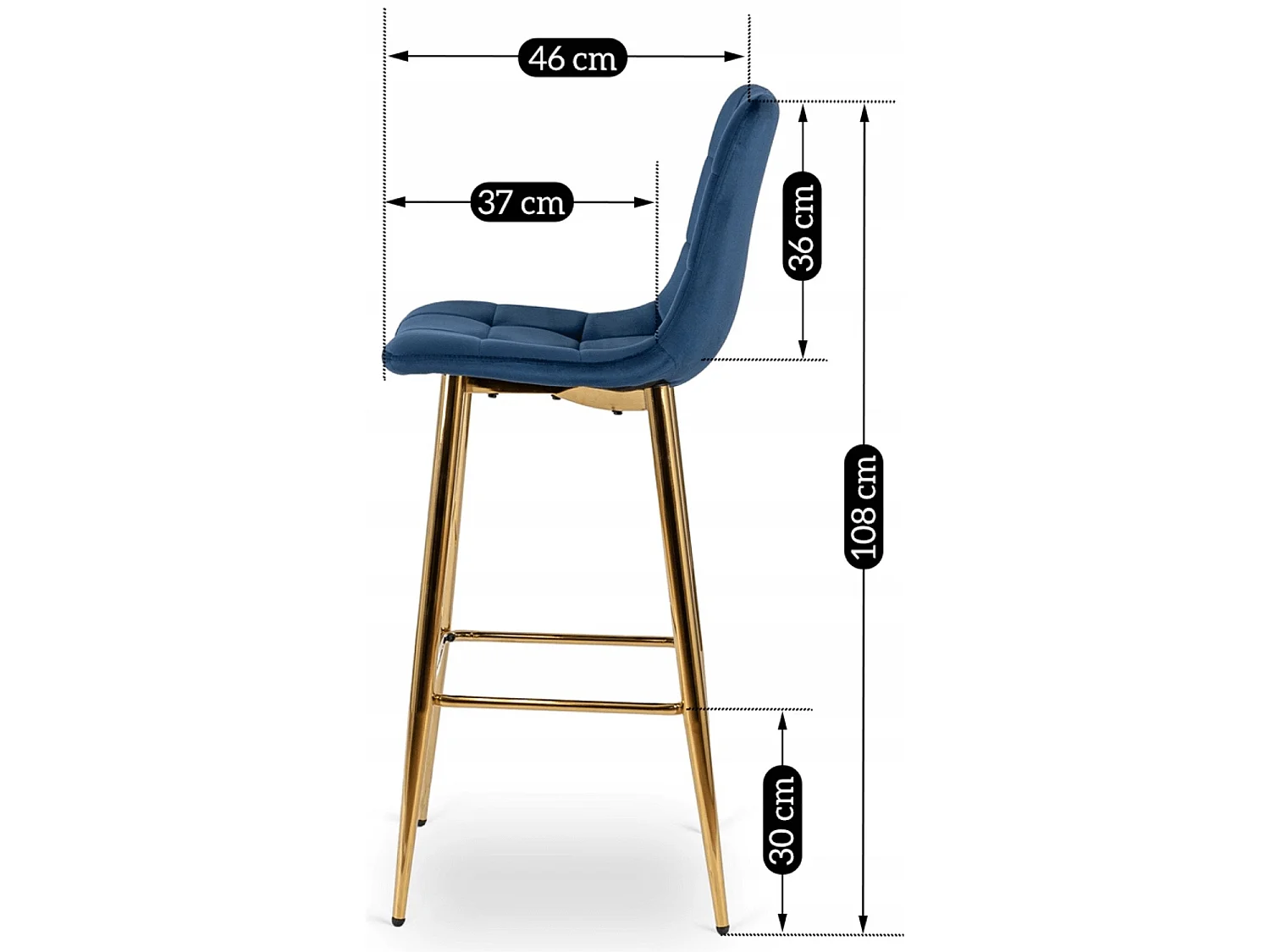 ARIEL Stool Navy Blue Velour