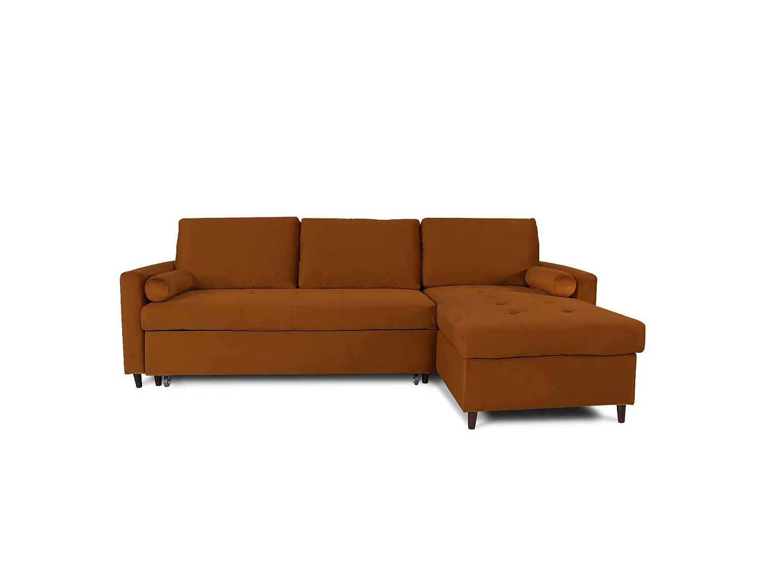 Canapé d'angle convertible réversible Claudio en velours terracotta