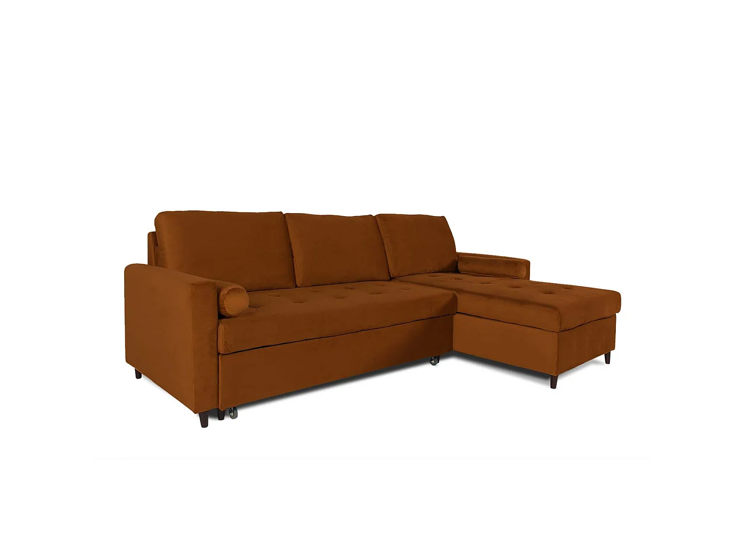 Canapé d'angle convertible réversible Claudio en velours terracotta