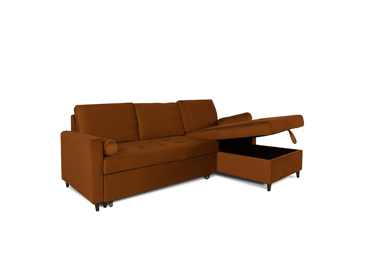 Canapé d'angle convertible réversible Claudio en velours terracotta