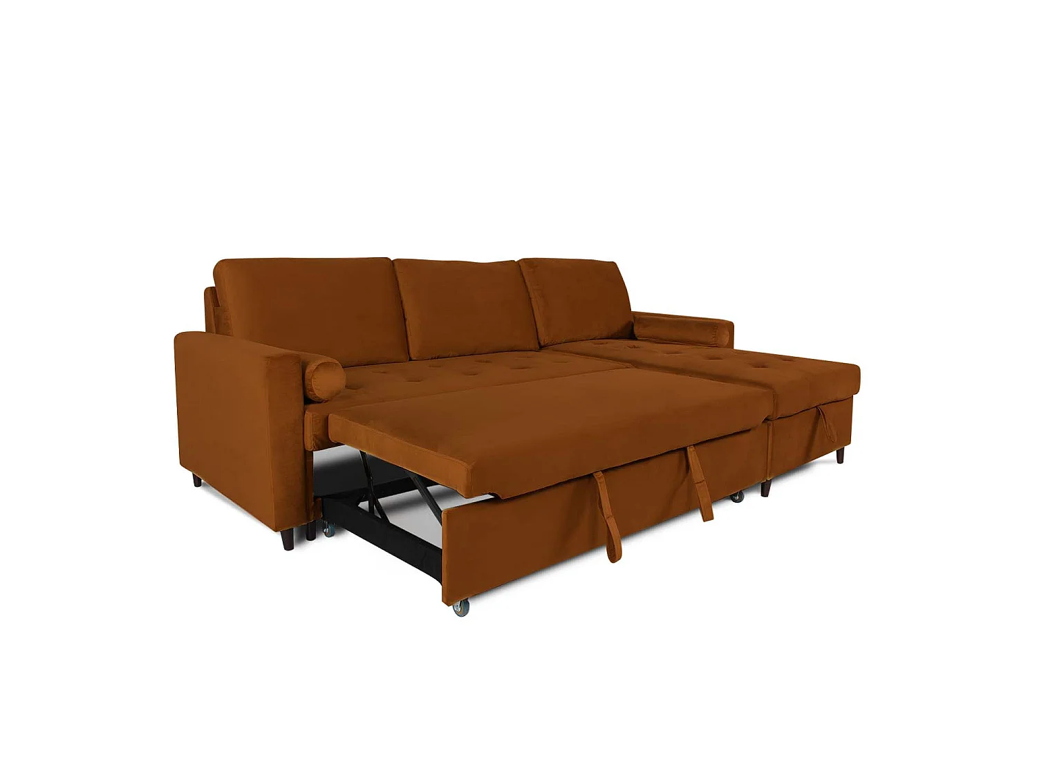 Canapé d'angle convertible réversible Claudio en velours terracotta