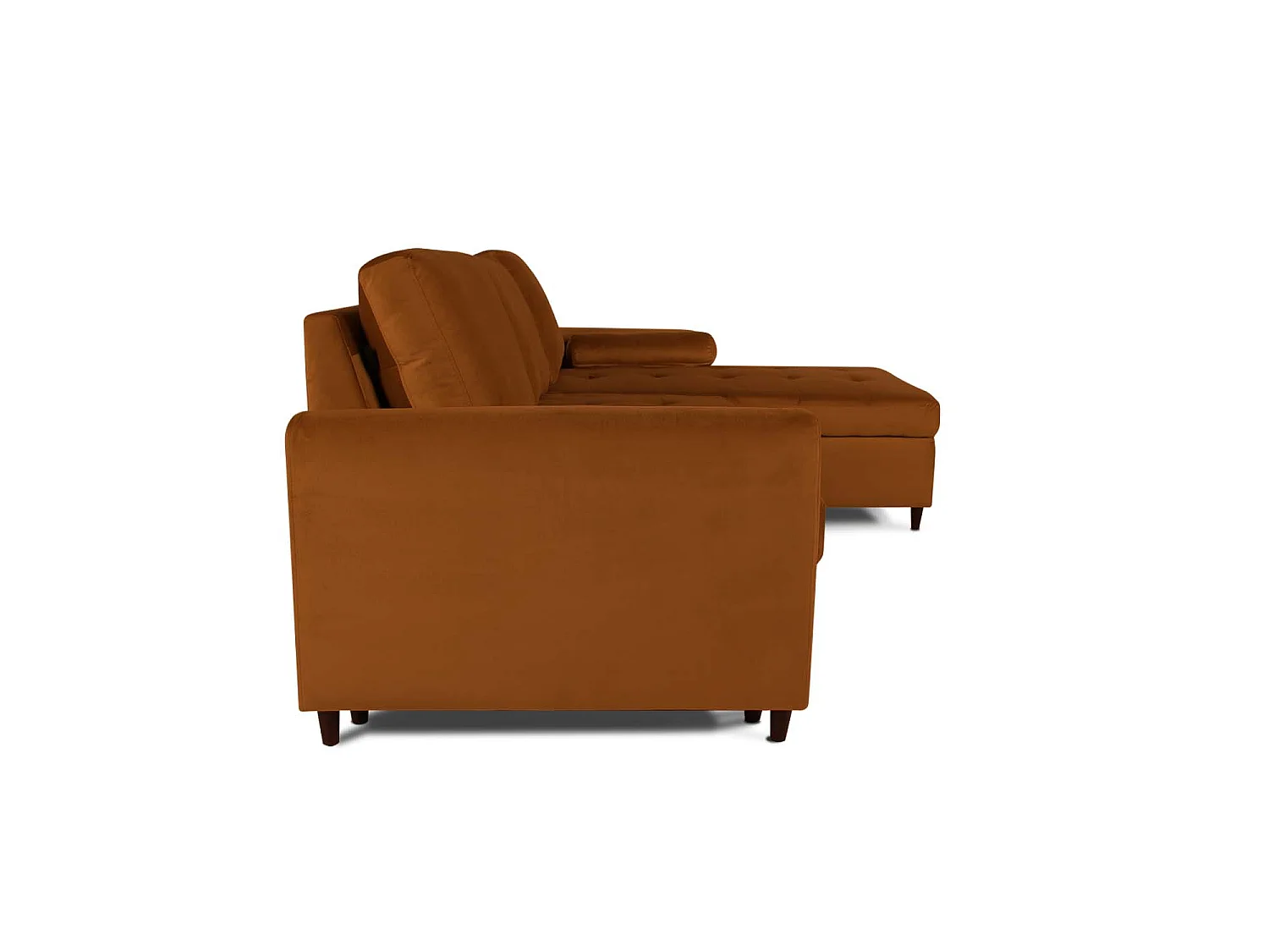 Canapé d'angle convertible réversible Claudio en velours terracotta