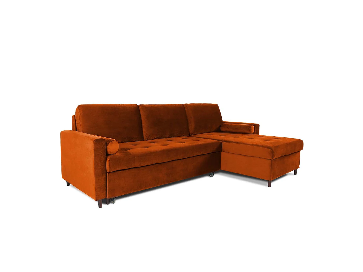 Canapé d'angle convertible réversible 4 places en velours vert