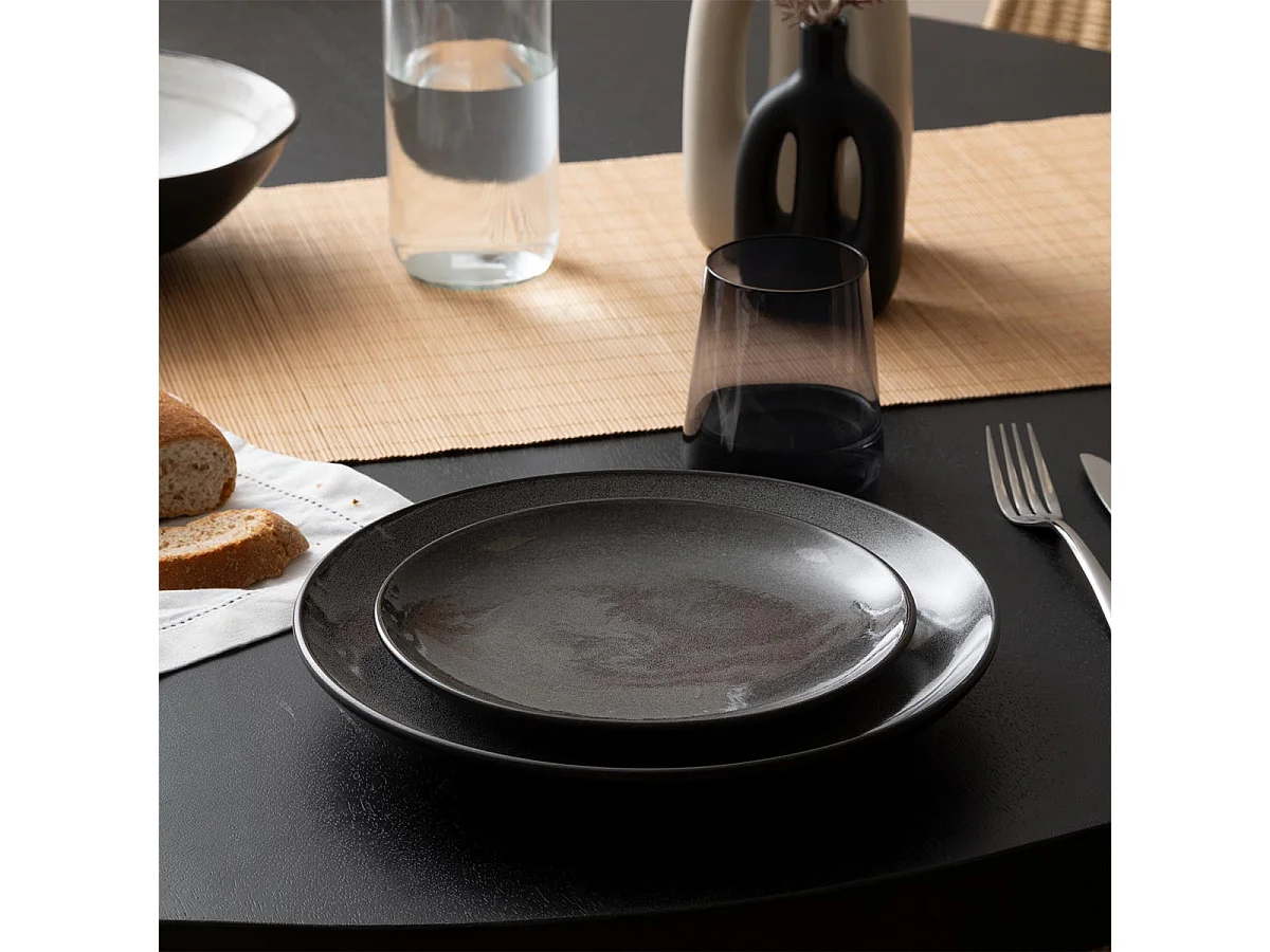Lot de 6 Assiettes à Dessert "Diane" 21cm Gris Foncé