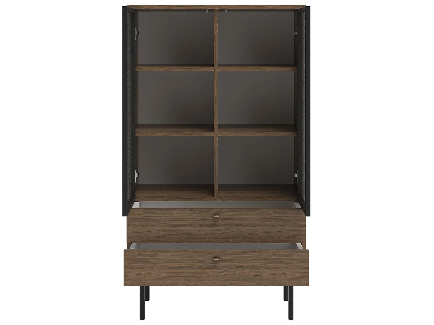 Vitrine mit 2 Regalböden - Holzoptik Carini Nussbaum - 85 cm - OLAR II