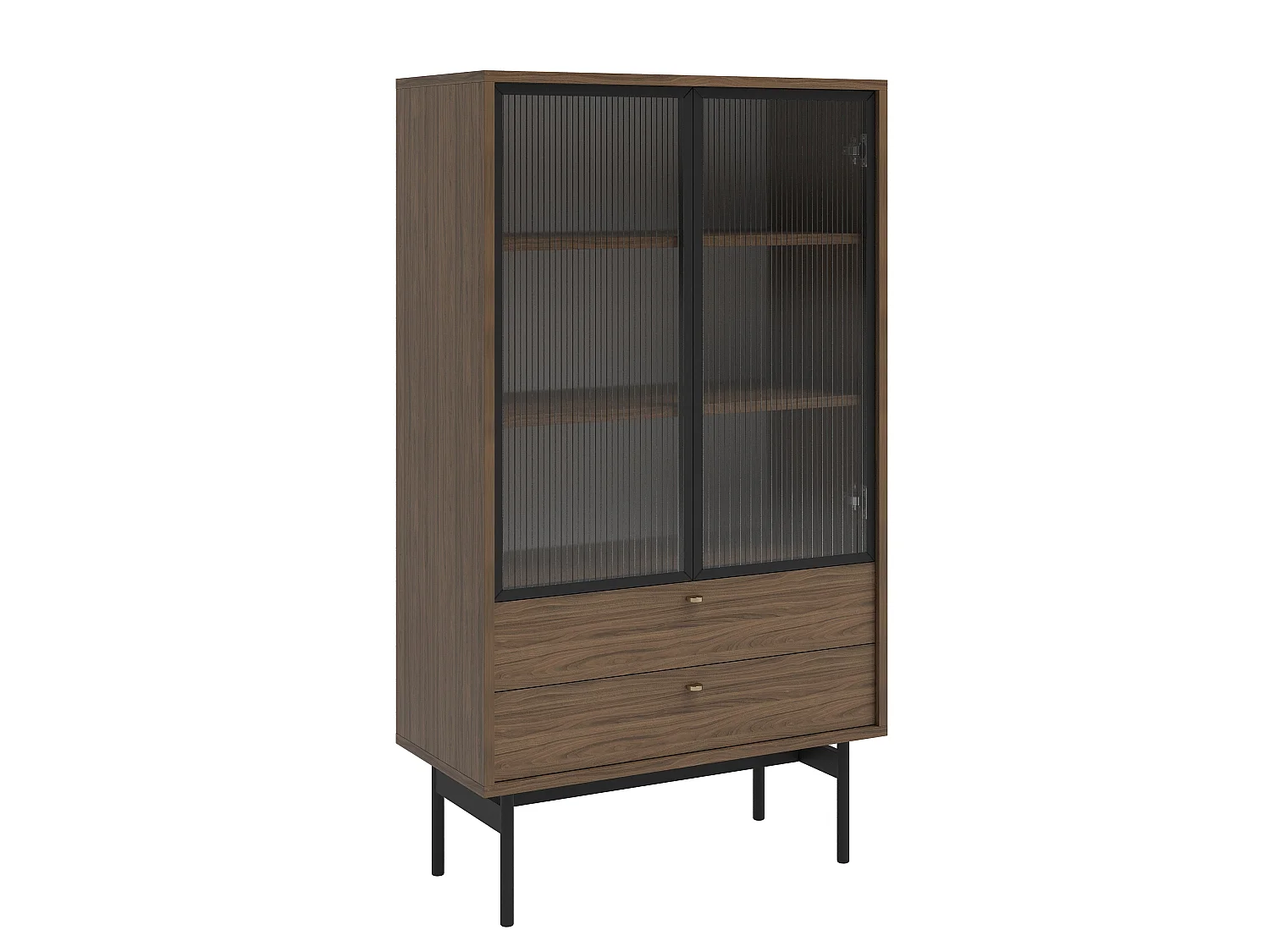 Vitrine mit 2 Regalböden - Holzoptik Carini Nussbaum - 85 cm - OLAR II