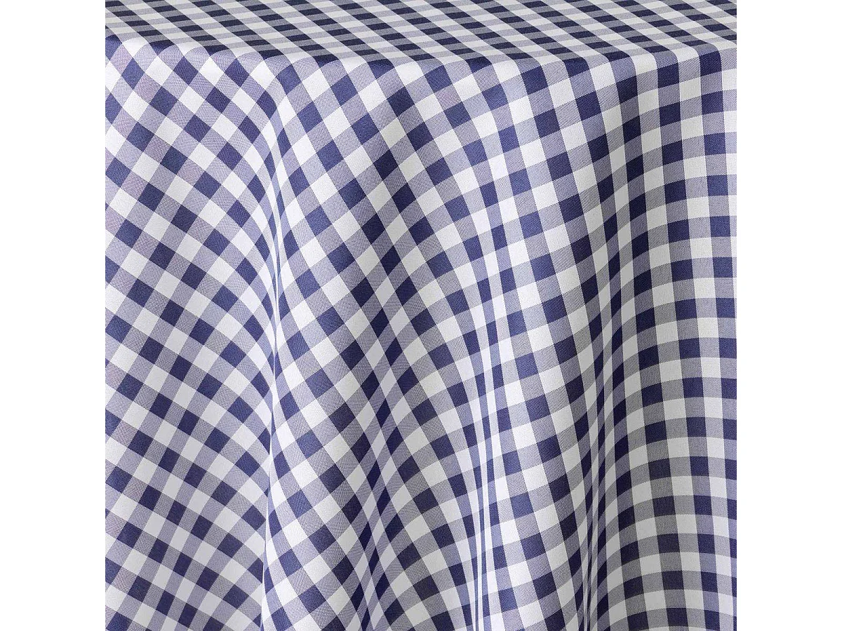 Nappe Ronde Antitache Imprimé "Vichy" 180cm Bleu