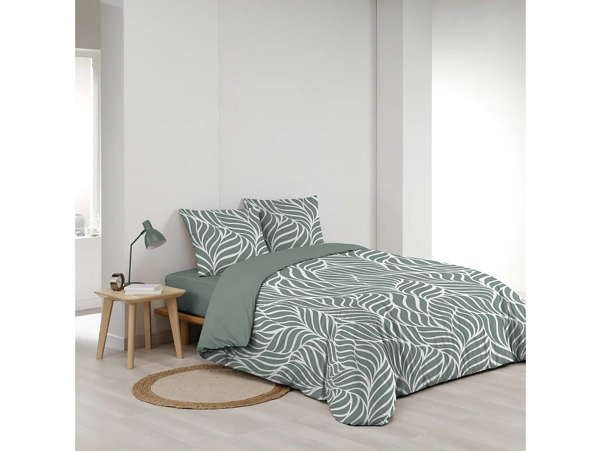 Parure de Lit 3 Pièces "Morgane" 240x220cm Vert Sauge