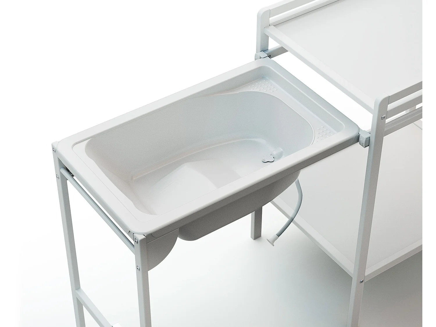 Table à Langer avec Baignoire en bois LILO Blanc
