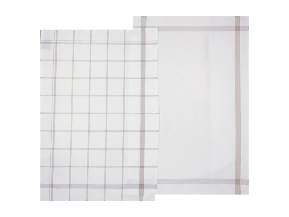 Lot de 2 Torchons de Cuisine "Traditionnel" 70cm Gris