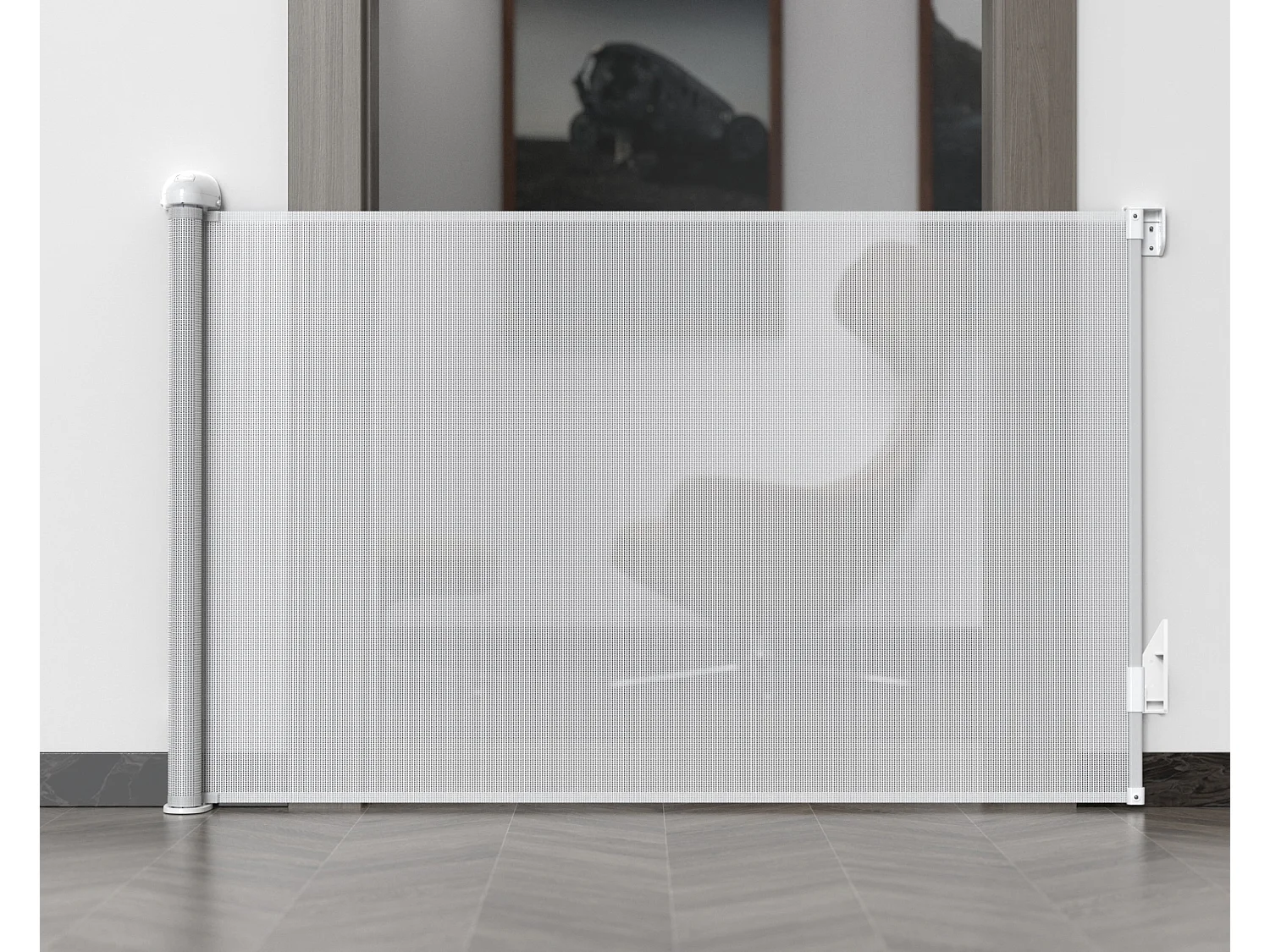 Barrière de sécurité bébé sur enrouleur KLIP - Blanc 130 cm - dès 24 mois