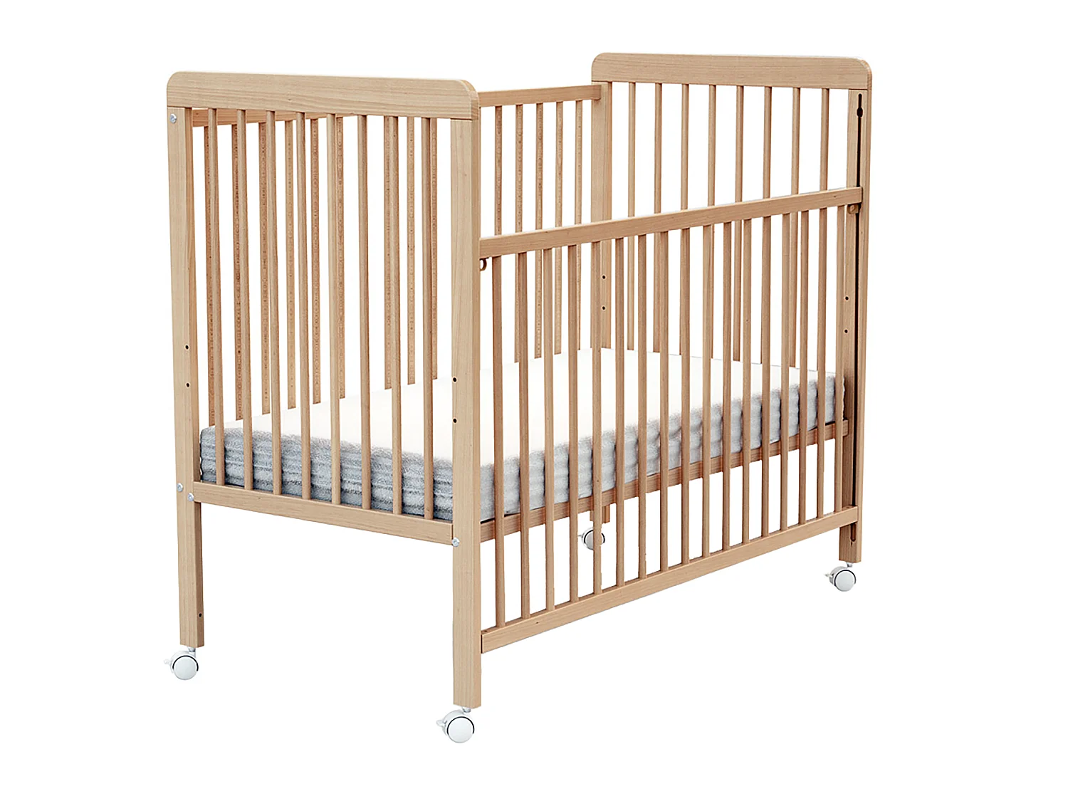 Lit bébé coulissant en bois LIVO Hêtre Verni 60 x 120 cm