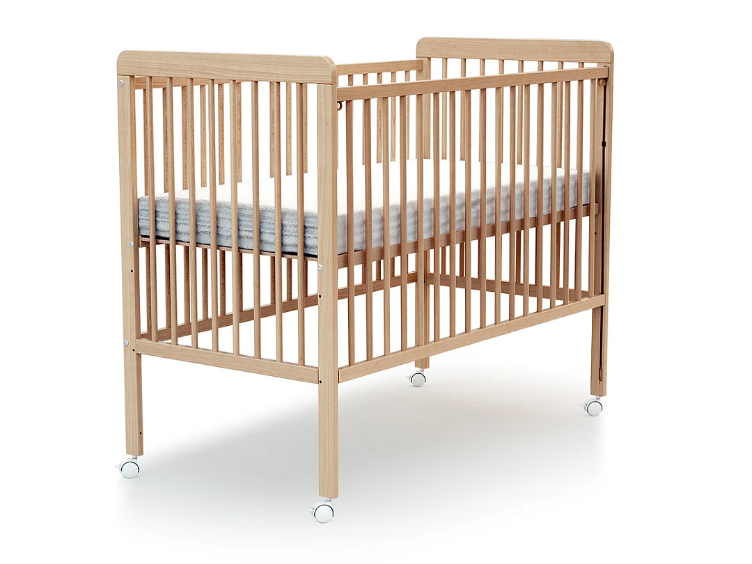 Lit bébé coulissant en bois LIVO Hêtre Verni 60 x 120 cm