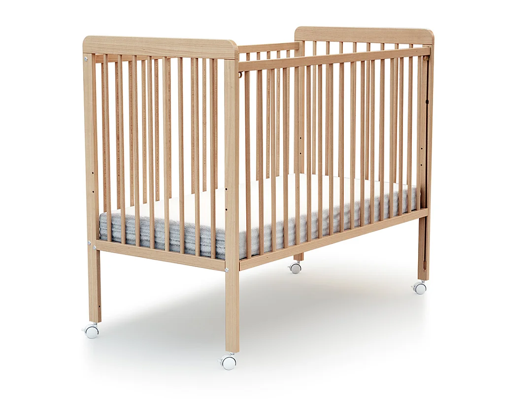 Lit bébé coulissant en bois LIVO Hêtre Verni 60 x 120 cm