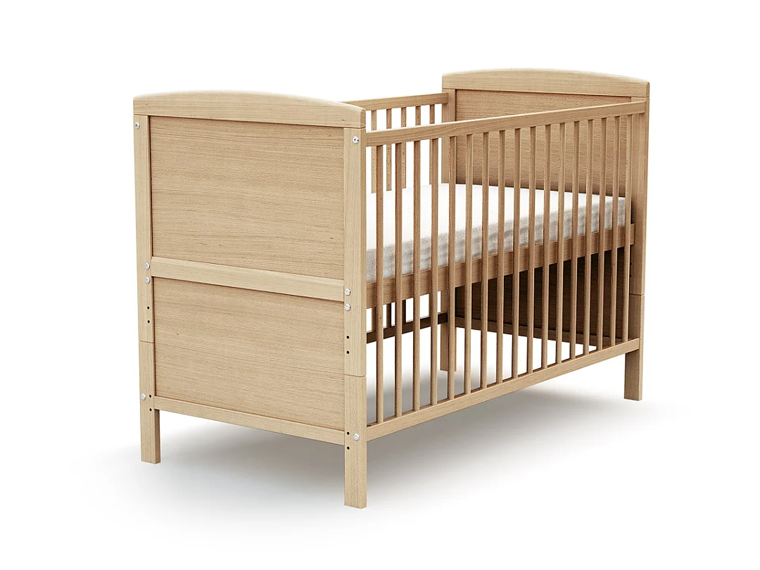 Lit bébé évolutif en bois avec matelas en bois LUNA Hêtre Verni