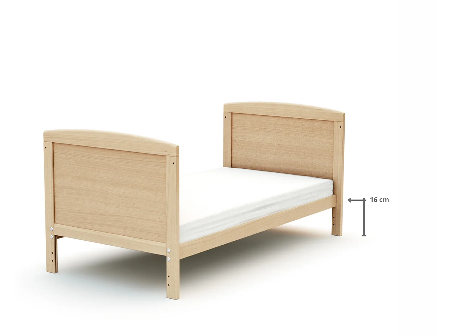 Lit bébé évolutif en bois avec matelas en bois LUNA Hêtre Verni