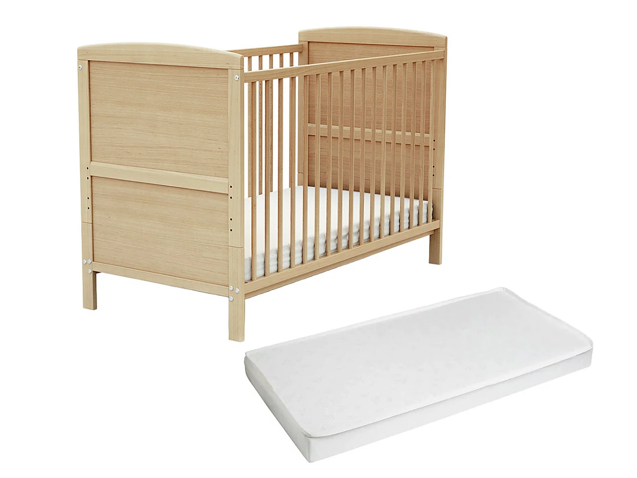 Lit bébé évolutif en bois avec matelas en bois LUNA Hêtre Verni