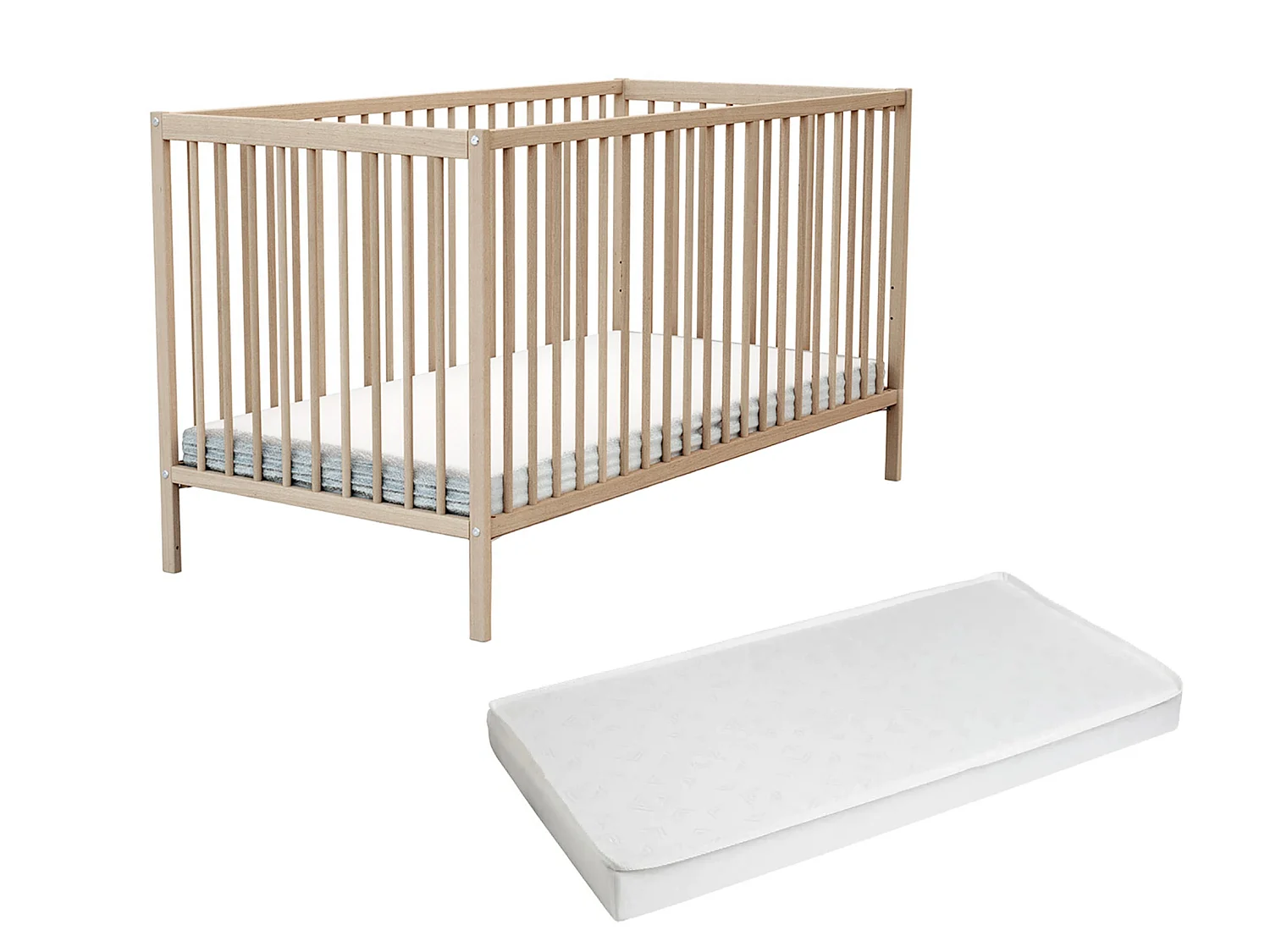 Babybett mit Matratze ONE Holtz Buche Natur