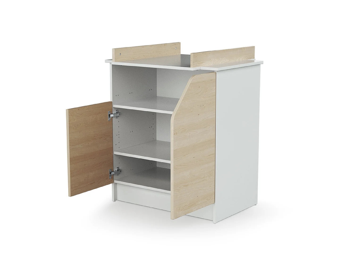 Commode à langer 2 portes, 1 niche en bois CARNAVAL Blanc et Bouleau