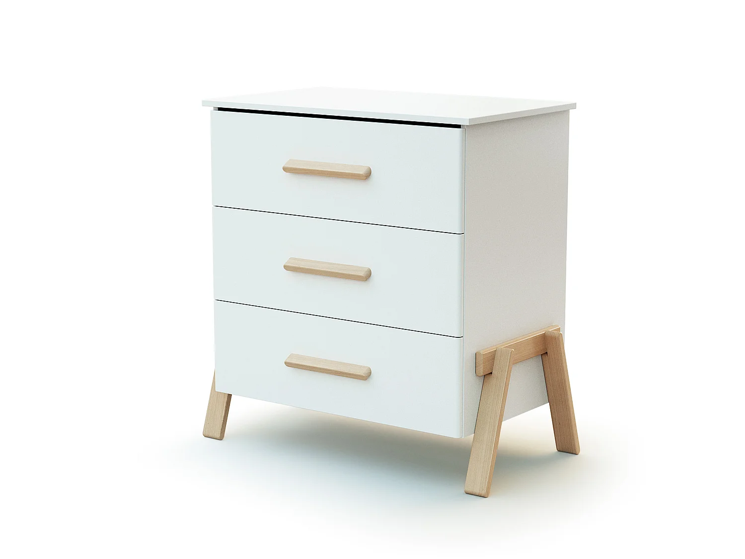 Lettino bambini e cassettiera fasciatoio CANAILLE legno - Bianco/Faggio