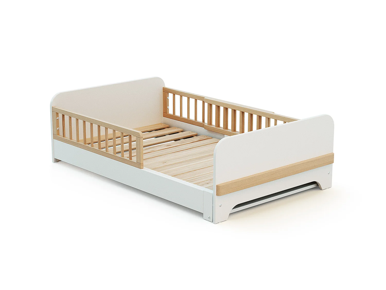 Lit au sol enfant extensible en bois 80x140-165-190 CARROUSEL - Blanc