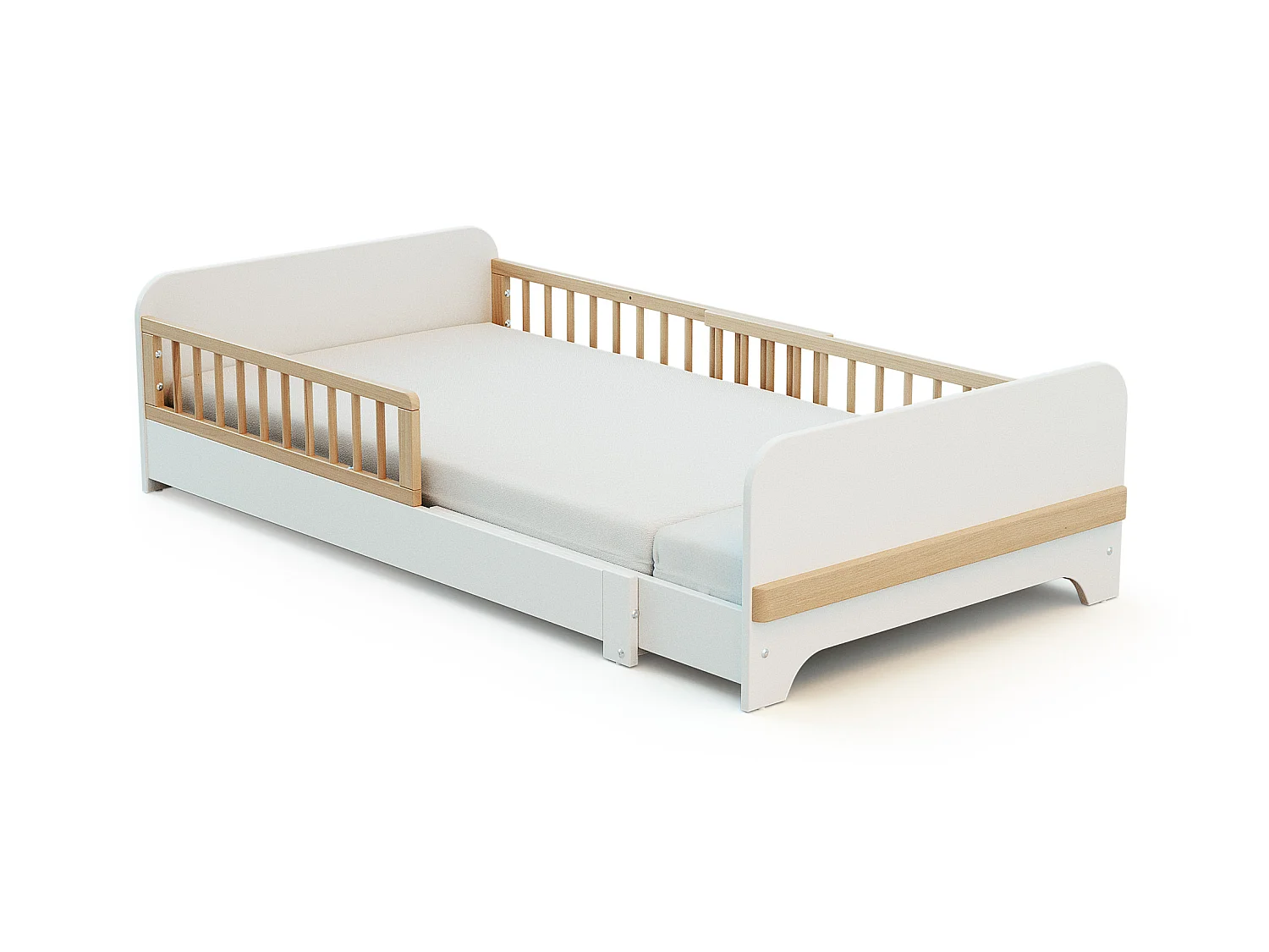 Lit au sol enfant extensible en bois 80x140-165-190 CARROUSEL - Blanc