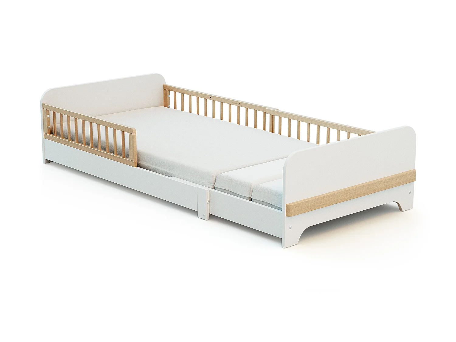 Lit au sol enfant extensible en bois 80x140-165-190 CARROUSEL - Blanc