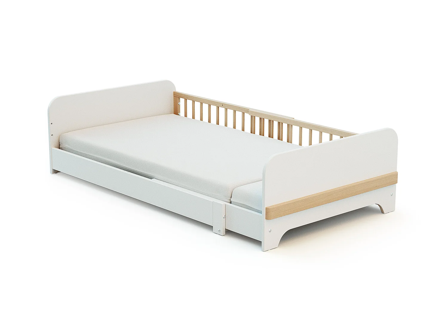 Lit au sol enfant extensible en bois 80x140-165-190 CARROUSEL - Blanc