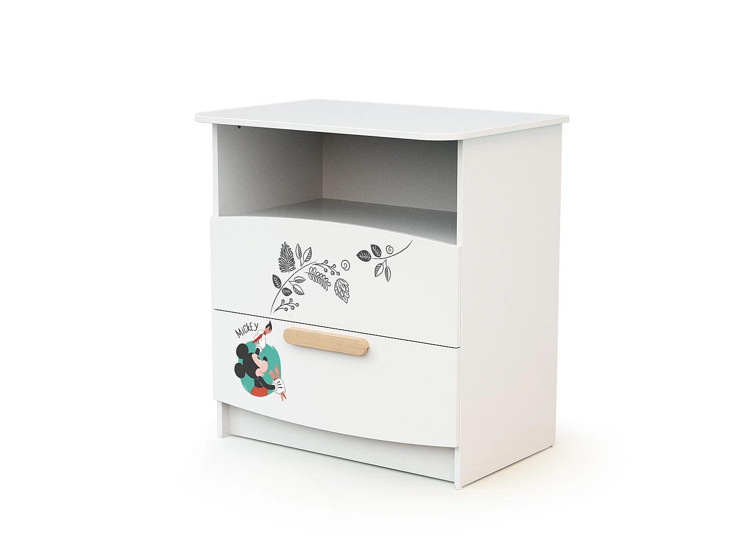 Commode à langer, 1 niche en bois Doodle Zoo Mickey Blanc et Hêtre