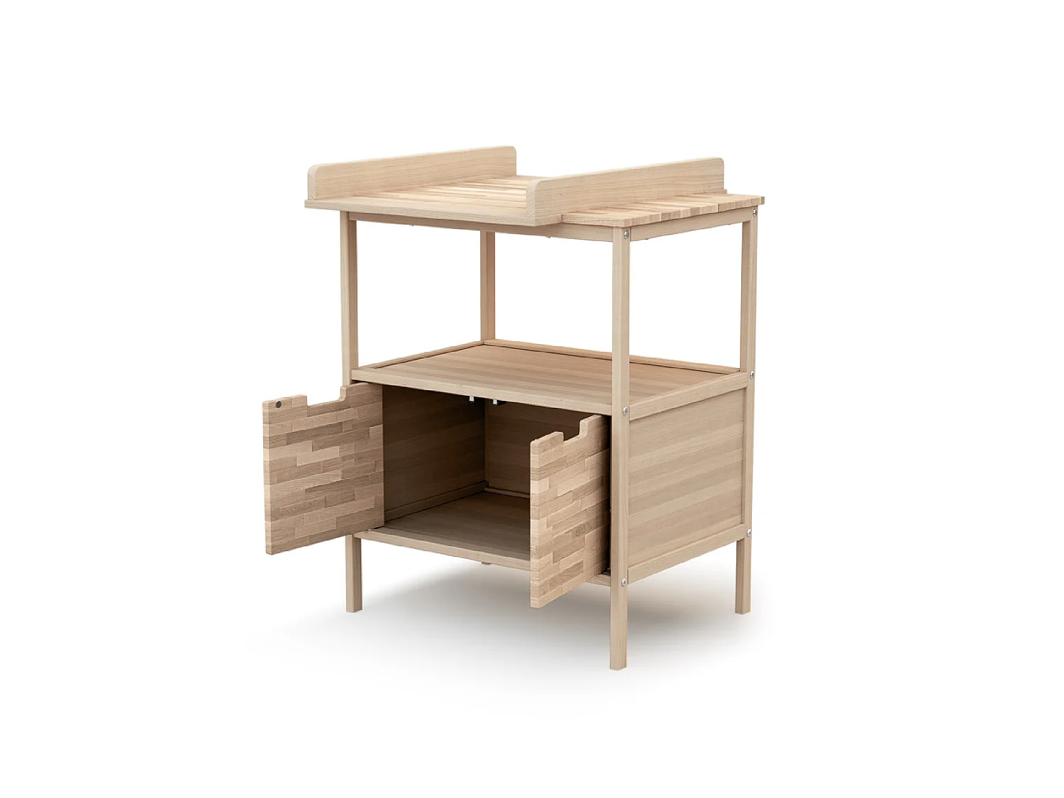 Meuble à langer 2 portes en bois NATUR - Hêtre Brut